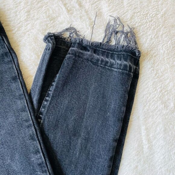 We the Free People Black Raw Hem Button Fly Skinny Jeans Sz 25 - Picture 2 of 8